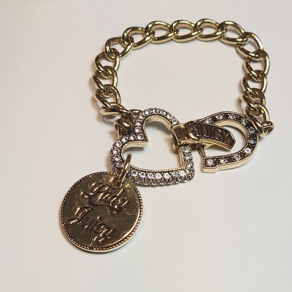 Juicy Couture charm bracelet with Swarovski crystal heart and juicy clasp - Picture 6 of 11